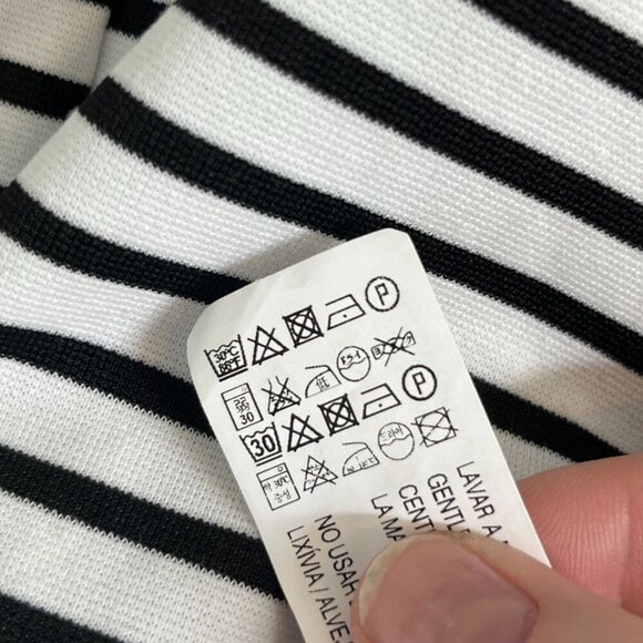 Zara Black and White Stripe Crew Neck Sleeveless Mini Shift Dress Preppy Size S - Picture 7 of 8